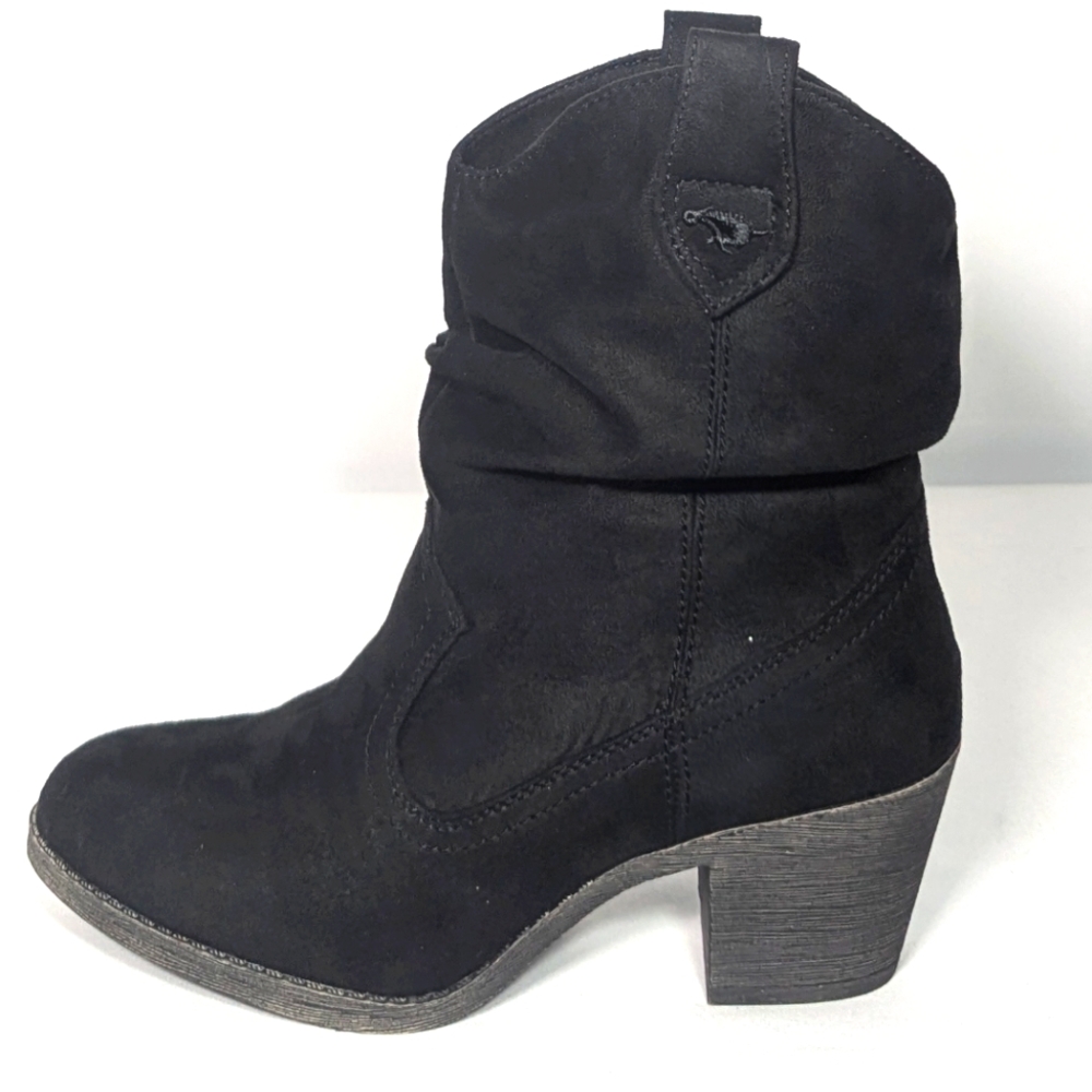 NEW Rocket Dog Womens Sheriff Vintage Worn Pu Western Boot Sz 8.5 black